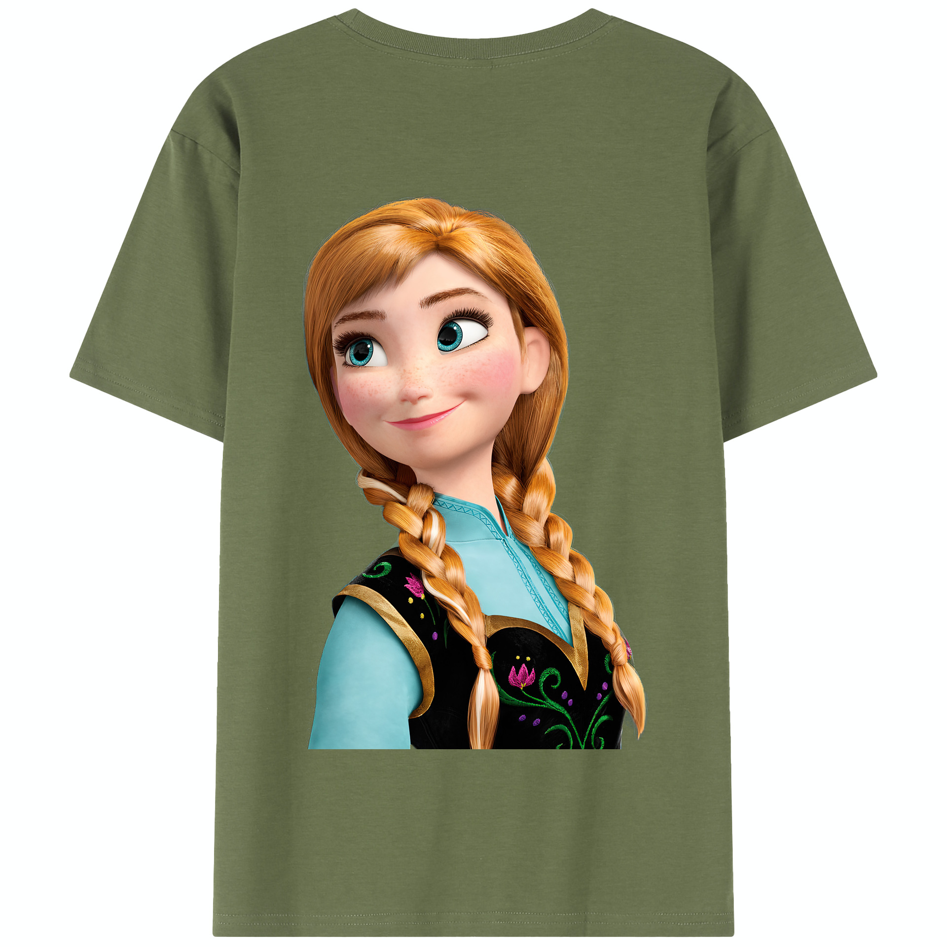 （画像用） アナと雪の女王 アンナ エルサ Frozen Anna Elsa 綿100％半袖Tシャツ（背面プリント）